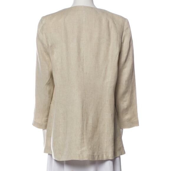 Marina Rinaldi Linen Blazer Women's Large Tan Beige Lightweight Lagenlook - Picture 3 of 7